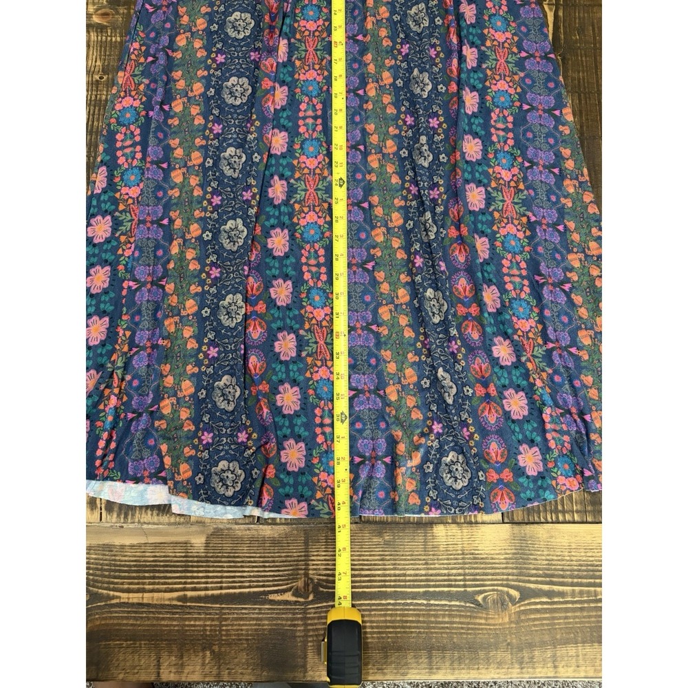 Natural Life Floral Boho Maxi Skirt XL Foldover Waist Stretch Festival READ - Picture 7 of 7